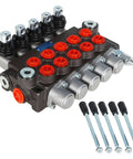 Heavy Duty Five Spool Hydraulic Control Valve Beefed Up 3600 PSI 13 GPM SAE Ports Inlet Outlet For Tractors Loaders And Log Splitters