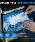 Upgrade Your Kitchen Vibe With This Portable Countertop Nugget Ice Maker Cranking Out ThirtyEight Pounds Fast Of Chewable Soft Ice And HassleFree Self Cleaning For Bars And Weekend Hangouts, showing hands scooping chewy ice.