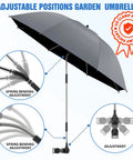 42 Inch Garden Chair Umbrella With Universal Clamp, 360 Degree Swivel Sun Shield For Garden Seats, Kneeling Benches