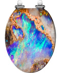 Toilet Seat Resin for Bathroom with colorful opal-like design, crafted from resin for a unique bathroom accent.