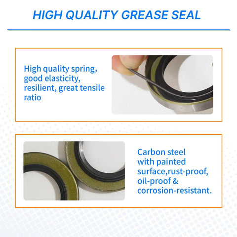 Trailer Axle Hub Grease Seals Kit With Cotter Pins For EZ Lube Axles 2000 2200 Lb showing high-quality spring and carbon steel details