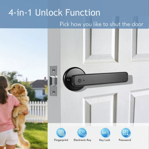 Smart Fingerprint Door Lock With Keyless Entry No Fuss And Multiple Unlock Methods Password Code Mechanical Key IC Card Auto Lock Black