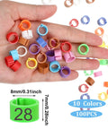 Hand holding 100 Pcs 8mm Birds Leg Rings Set With 10 Colors And Readable Numbers 0 To 100 Easy Clip On Identification Bands