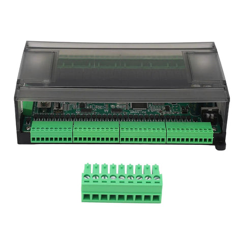 Industrial PLC Control Board for Factory Automation with 32 Inputs and 24 Outputs, green connectors shown