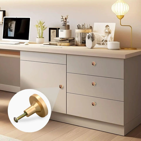 Four Pack Gold Cabinet Knob Pulls With Cool Round Design For Drawers, Cabinets And Walls, Durable Acrylic And Zinc Alloy