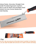 10 Inch Dovetail Jamb Saw With Reversible Blade Spring Loaded Flush Cut 13 TPI Cranked Soft Grip Handle for Door Frames