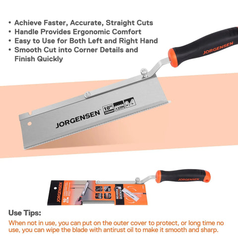 10 Inch Dovetail Jamb Saw With Reversible Blade Spring Loaded Flush Cut 13 TPI Cranked Soft Grip Handle for Door Frames