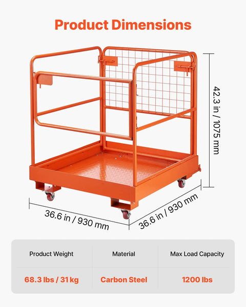 Heavy Duty Forklift Man Basket Safety Cage With 1200 Lb Capacity Durable Steel Work Platform For Safe Aerial Lifts Fits Most Pallet Forks Shop Grade And Built To Handle The Daily Grind