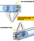 Four Wheel Trolley Assembly Roller For One And Five Eighths Inch Wide Strut Channel Heavy Duty Steel With Lifting Eye Nut Pack Of Two.