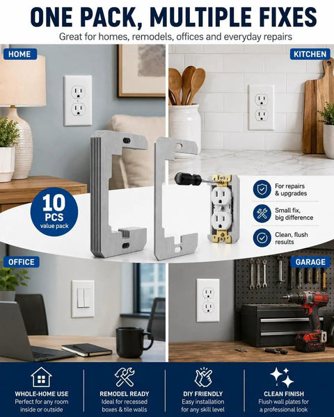 Premium Metal Wall Plate Spacers For Snapping Out Wonky Electrical Outlets And Locking In A Smooth Flush Fit For Straight Shot Home Repair Jobs With Zero Shake Or Wobble