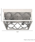 Gablecrest 2-Light Distressed White Flush Mount Ceiling Light, Dimmable, Transitional Square Fixture dimensions 13.5x6 inches