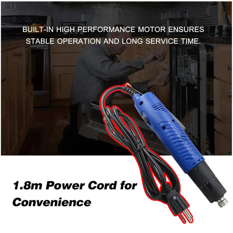 Smooth Operating Corded Electric Screwdriver Featuring Adjustable Torque And Ergonomic Non Slip Grip For No Sweat Drywall Repairs And Quick Furniture Assembly Jobs with 1.8m power cord.