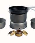 Ultralight Hard Anodized Stove Kit With Alcohol Burner And Two Pots 1.75L And 1.5L Plus Nonstick Fry Pan lightweight gear