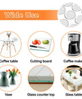 Usage examples of non adhesive glass table top anti slip pads for secure grip on coffee tables, cutting boards, and more surfaces.