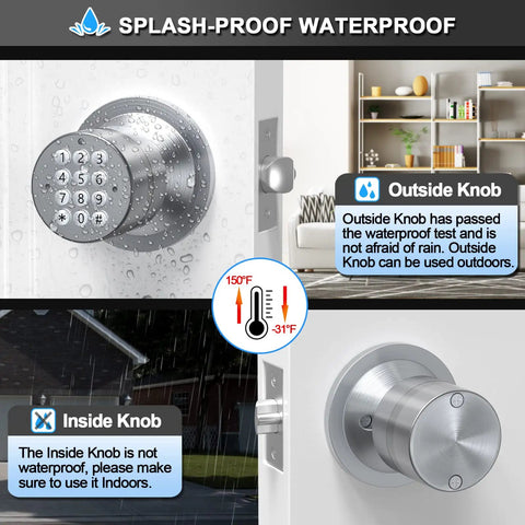 Keyless Digital Door Lock Set For Home And Locker Satin Nickel Finish 3 Pack waterproof feature and temperature range display