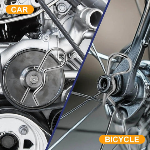 Heavy Duty Cotter Pin Set 50 Pcs Assortment Kit With 5 Sizes R Clips And Spring Fasteners securing parts on car and bicycle