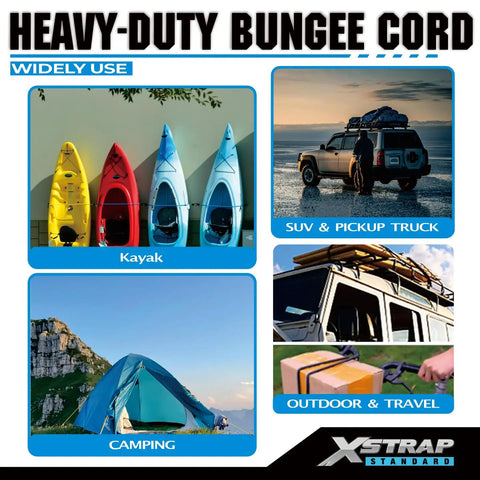 Heavy Duty Bungee Cord Kit With Hooks, 20 Piece Set In 20 24 30 35 40 Inch Lengths, Plastic Coated Hooks Keep Scratches Away, 120 Lb Load Capacity