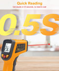 Non Contact Infrared Thermometer Gun With Laser Guide For Cooking And Home Use Measuring From -58 To 1112 F -50 To 600 C Handy Handheld Temperature Sensor For Meat Grilling BBQ Oven Refrigerator Pool, orange ABS body, laser reading