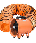 12 Inch High Velocity Blower Fan With 550W Motor And 16Ft Duct Hose, ideal for portable ventilation and fume extraction