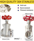 Heavy Duty 304 Stainless Steel Gate Valve 2 Inch NPT Female Thread Rotary Globe Valve dimensions and features image