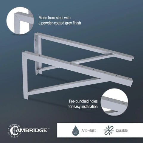 Beefed Up 30 Inch Wall Mount Brackets For Mini Split AC System, 600 Lb Capacity, Powder Coated 10 Gauge Steel Triangle Brackets