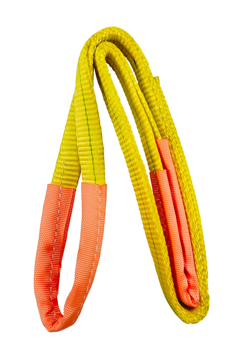 One Inch By Six Foot Flat Eye To Eye Lifting Sling Beefy Heavy Duty Polyester Strap For Construction And Hoisting shown folded