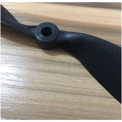 8x6 RC Propeller For Quadcopters And Planes Black Nylon Glass Fiber 3.17 Shaft Diameter close-up of blade and hub detail