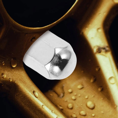 Heavy Duty Wheel Lug Nut Set With Anti Rust Coating For Safe Go Kart Install, Fits Atv Rims And Cars, Precision Flange Screws Secure Bolt Kit That Looks Sick And Stays Put Without Any Wobbles close-up on gold wheel rim