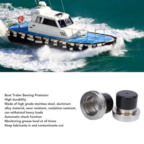 Boat Trailer Bearing Protectors With Covers Stainless Steel Grease Cap 2.717 Inch Diameter Auto Check Window Grease Level Monitor