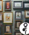 4 Piece Right Angle Photo Frame Clamp Set With Quick Tension in use for picture frames on wall display
