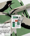 Rolled Removable Green White Japanese Herons Modern Wallpaper with eco paper, easy peel, for living rooms and home decor.