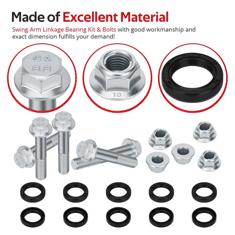 Honda TRX 400EX TRX400X Beefy Swing Arm Linkage Bearing Kit And Bolts For 1999 To 2014 ATV With Heavy Duty Metal Construction OEM Spec 27-1048 includes bolts, nuts, and oil seals