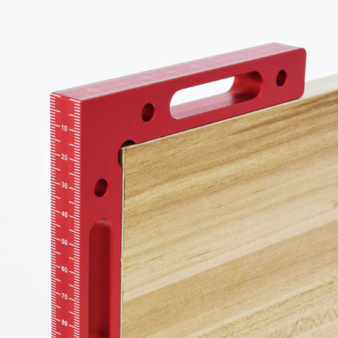 Aluminum Alloy 90 Degree Positioning Square Right Angle Clamp for Woodworking, 4.7 by 4.7 Inch Corner Tool with red finish, holding wood