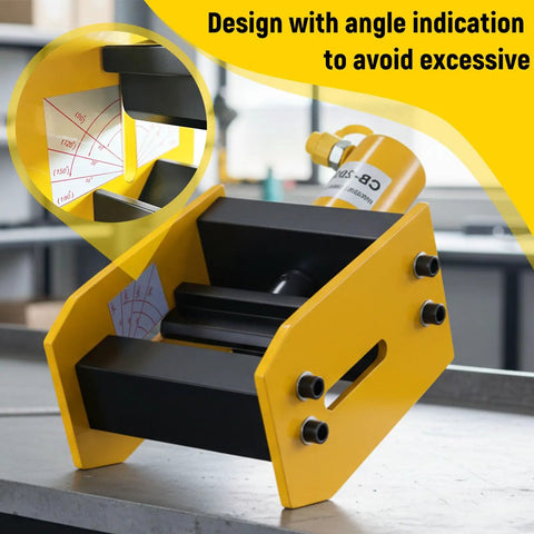 Handheld Hydraulic Busbar Bender Machine With Angle Indicator 20 Ton Press for precise metal bending with angle gauge.