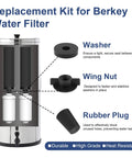 Water Filter Maintenance Kit With Silicone Blocking Plugs, Washers And Wing Nuts For Gravity Water Filter Systems, Universal