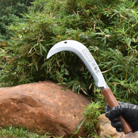 Carbon Steel Hook Weeding Sickle Handheld Garden Tool For Weed Busting Pruning Edging Debris Cleanup Curved Machete Style