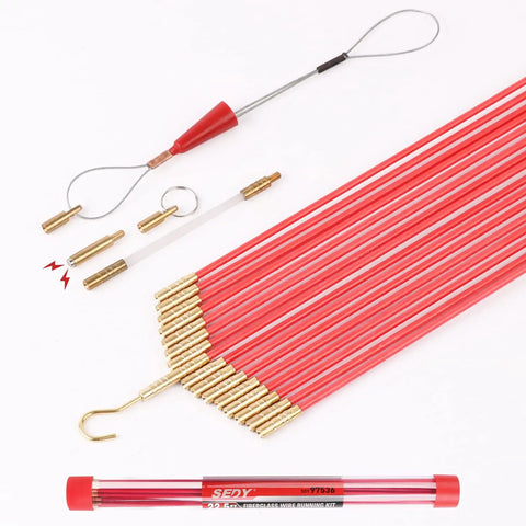 Fiberglass Wire Puller Kit For Electrical Cables Twenty Two Point Five Feet With 7 Attachments Pro Grade Beast Cable Snake