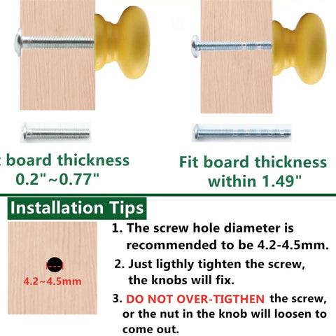 Installation guide for Premium Wooden Cabinet Knobs Set Of Five Modern Round Drawer Pulls for kitchen cupboards and dressers.