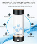 Your Portable Hydrogen Water Bottle Generator Is A Top Shelf Tool For Crafting 1500 PPB Antioxidant Drinks In Three Minutes Via Quick Usb Power So You Stay Hydrated Zero Sweat In A Comfortable 420ML Coffee Tinted Travel Cup with a glass body and hydrogen separation.