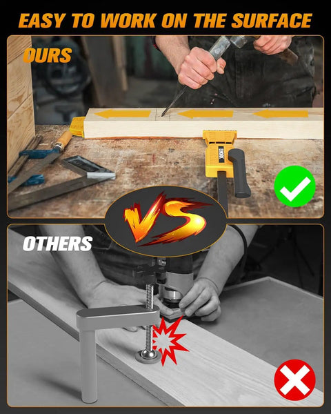 Comparison of 20mm Bench Dog Clamp Kit For Woodworking Grips Up To 155 Lbs Adjustable Hold Down Clamps vs traditional clamp