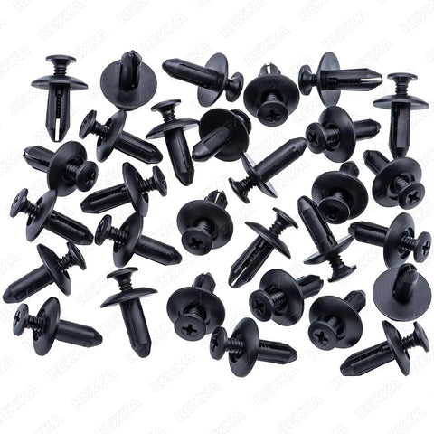 Heavy Duty 30 Piece Fender Liner Retainers And Splash Shield Fasteners Clip Kit For Ford And Dodge Trucks, black plastic clips.