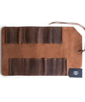 Leather Tool Roll Up 12 Slot Heavy Duty Tool Organizer Bag Portable Roll Up Pouch For Travel And On The Job Site open view