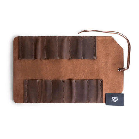 Leather Tool Roll Up 12 Slot Heavy Duty Tool Organizer Bag Portable Roll Up Pouch For Travel And On The Job Site open view