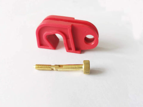 Legit Heavy Duty Universal Circuit Breaker Lockout Three Pack With Padlock Shackle No Sweat Tool Free Setup Quick Snap Secure red nylon lockout and brass pin