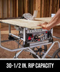 Tough Workhorse 10 Inch Worm Drive Table Saw With Rolling Stand And Precision Fence for 30-1/2 in. rip capacity and easy handling.