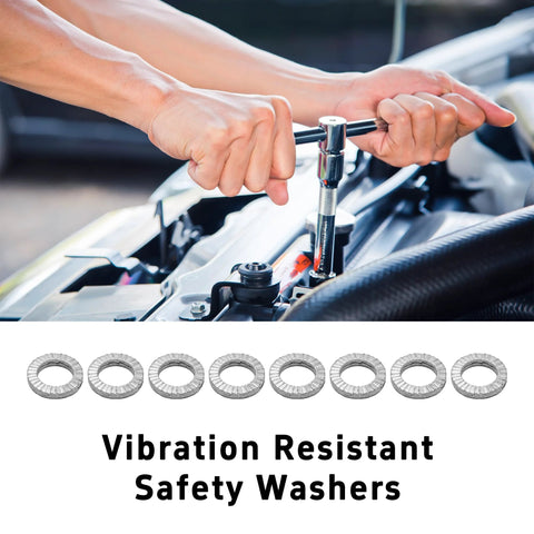 Runseaway M8 wedge lock washers set, 50 pcs, manganese steel, vibration-resistant anti-loose for bolts