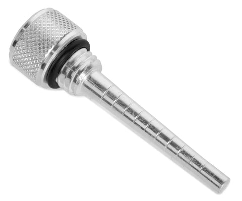 Silver metal dipstick resembling the Magnetic Oil Dipstick, Extra Long 3.7 Inch Overall With 2.5 Inch Dipstick, M18-2.5 Threading.
