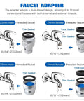 Two Pack Dishwasher Faucet Adapter Connector Straight Up Works With Portable Countertop Units Fits Standard Kitchen Faucets Dual Thread Design showing 22mm male and 24mm female threaded faucets.