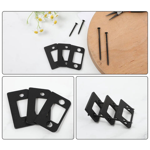 Universal Door Strike Plate Shim Forged From Black Hardened Stainless Steel Boasts Rock Solid Grip and three adjustable shims.