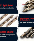 M35 Cobalt TiAlN Coated Stepped Point Drill Bit Set, 135° split point, triangle shank, 2 flutes form for stability and precision